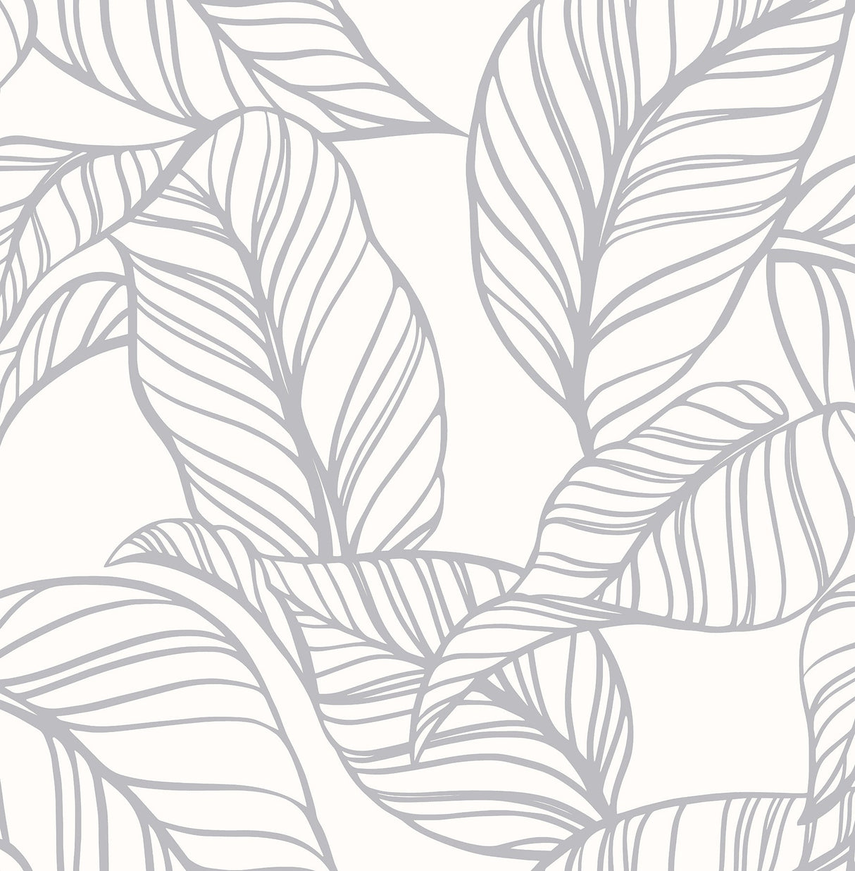 A-Street Prints AST3788 Kagan Grey Large Leaf Wallpaper