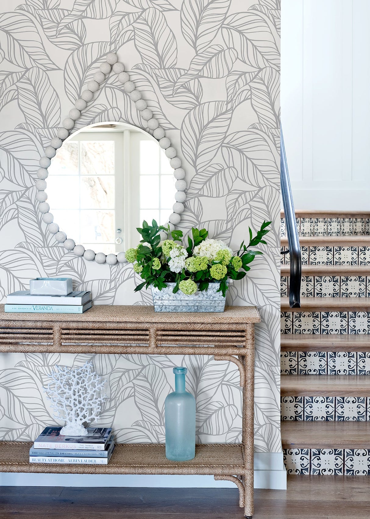 A-Street Prints AST3788 Kagan Grey Large Leaf Wallpaper