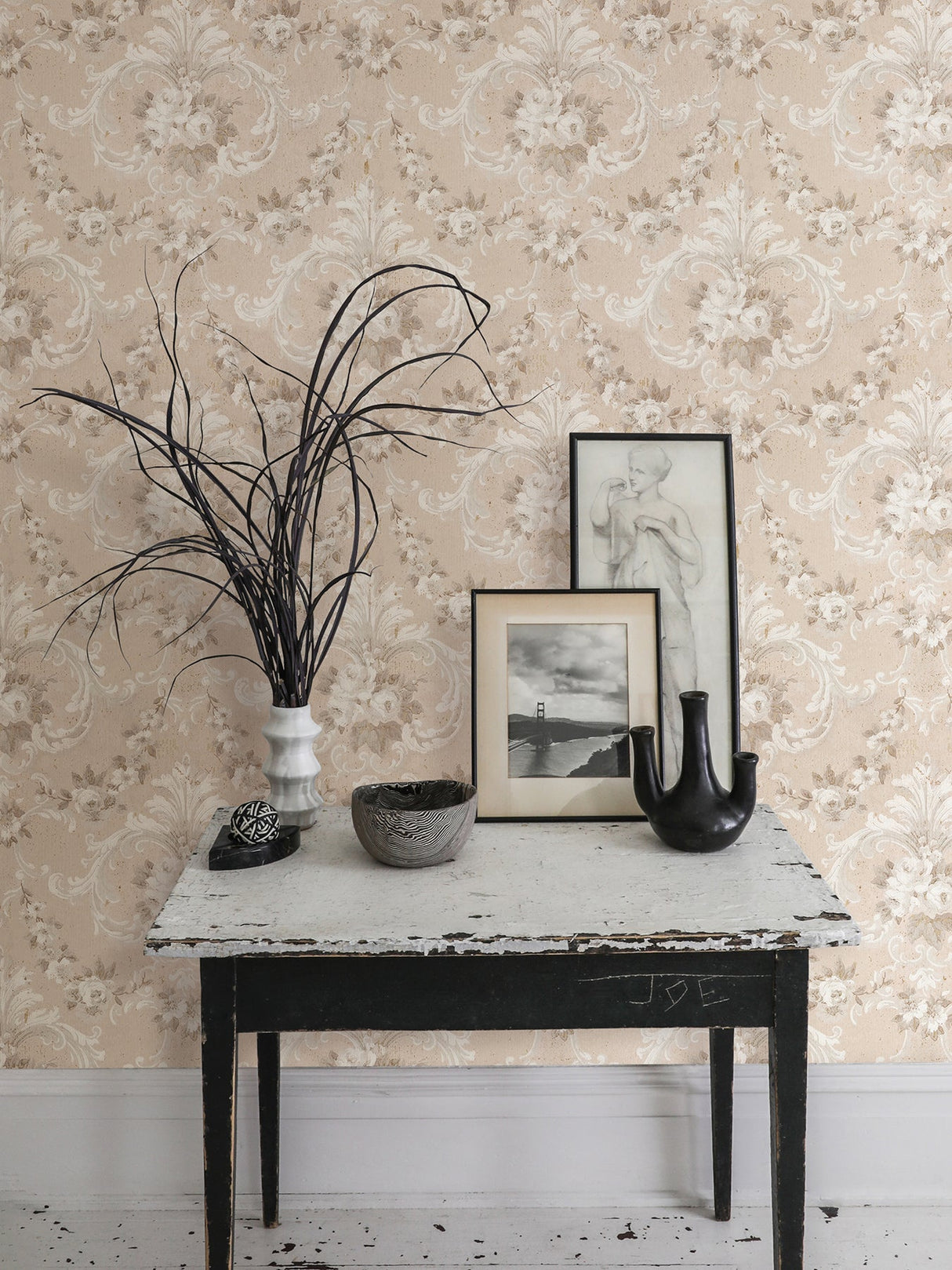 A-Street Prints AST4063 This Old Hudson Blush Rose Damask Wallpaper