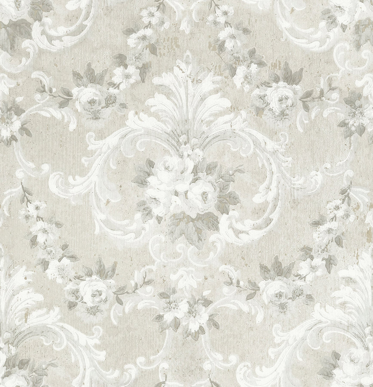 A-Street Prints AST4065 This Old Hudson Timeless Grey Rose Damask Wallpaper