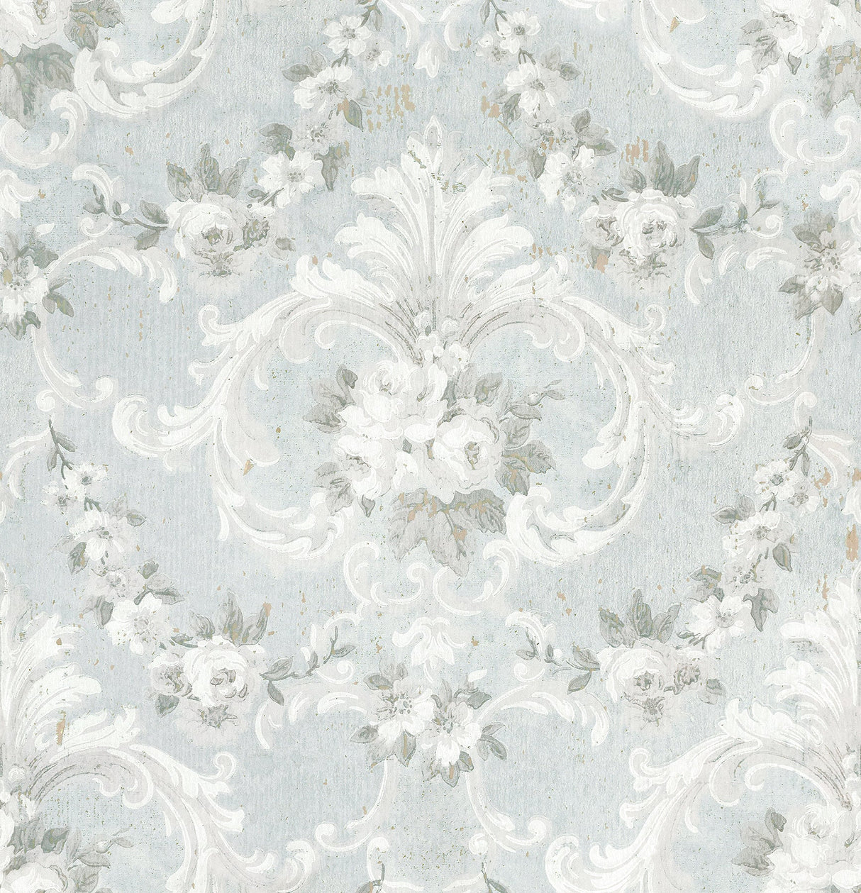 A-Street Prints AST4066 This Old Hudson Vintage Blue Rose Damask Wallpaper