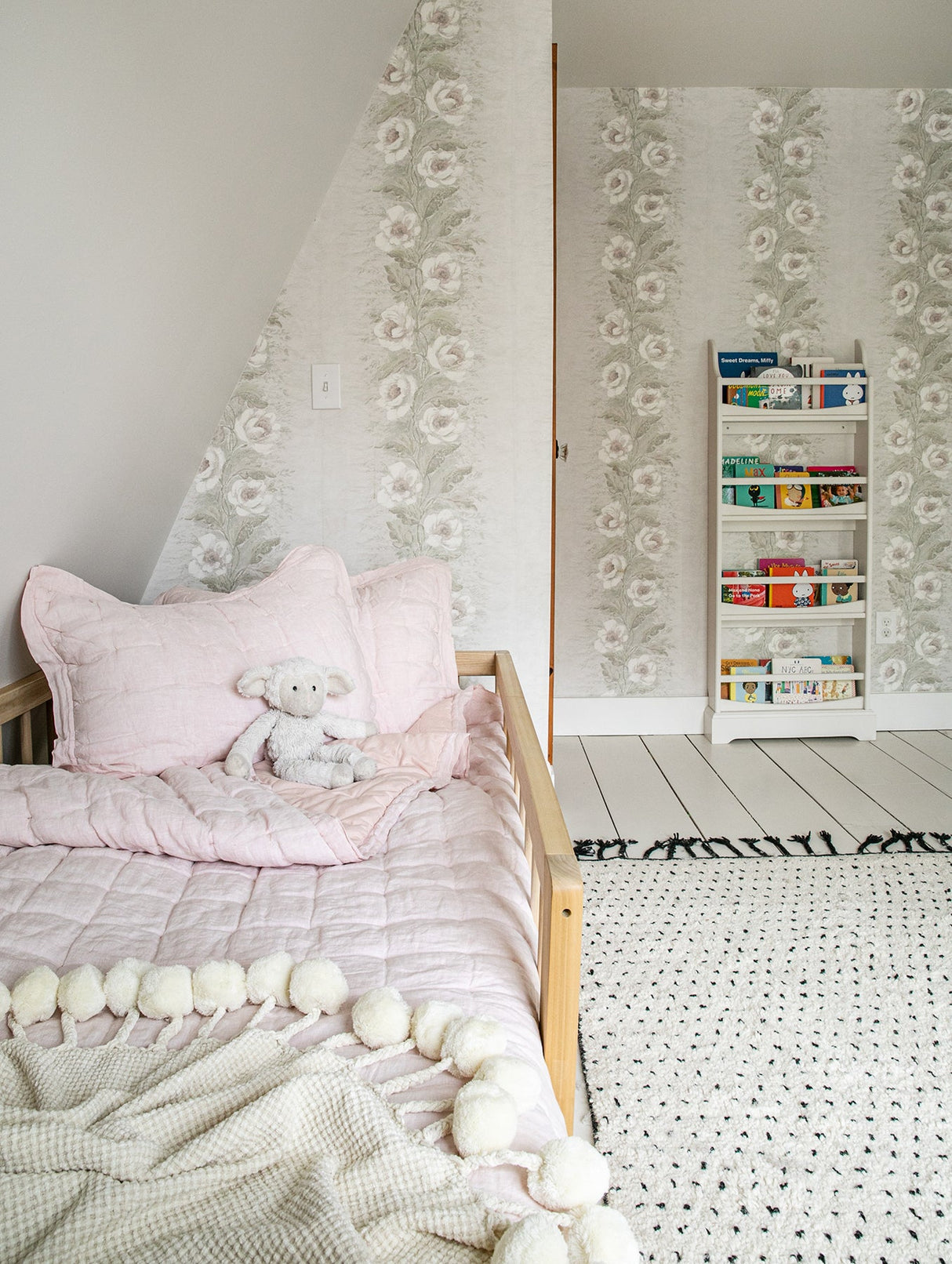 A-Street Prints AST4068 Dutch Garland Blush Gardenia Stripe Wallpaper