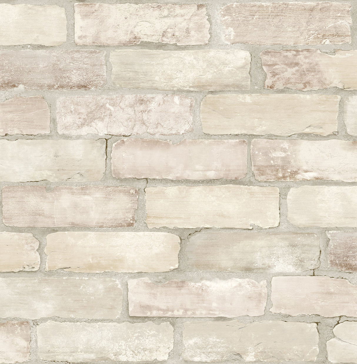 A-Street Prints AST4076 Limewashed Weathered Brick Bone Brick Wallpaper