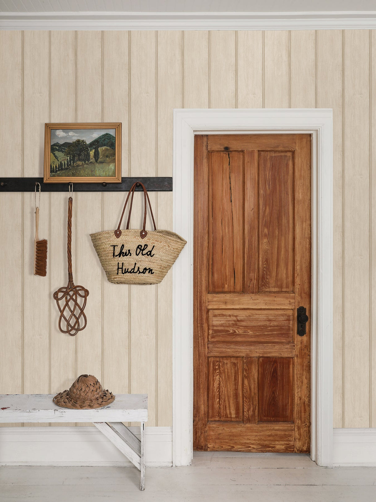 A-Street Prints AST4079 Upstate Beadboard Natural Neutral Wood Wallpaper