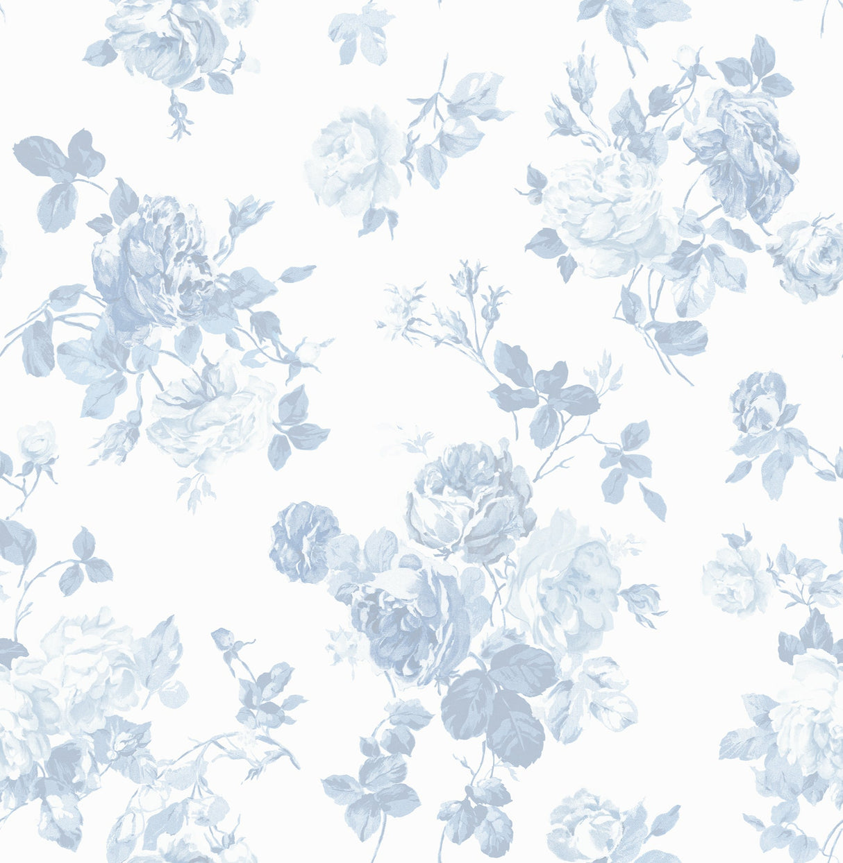 A-Street Prints AST4102 Everblooming Rosettes Dreamy Sky Cabbage Rose Bouquets Wallpaper