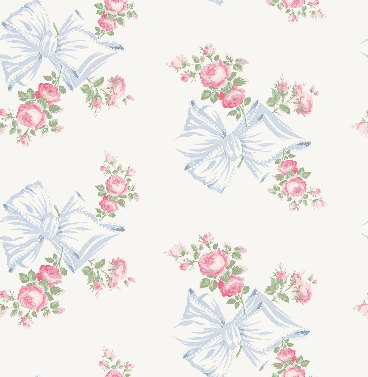 A-Street Prints AST4113 Rosa Beaux Pastel Blue Large Bow Spot Wallpaper