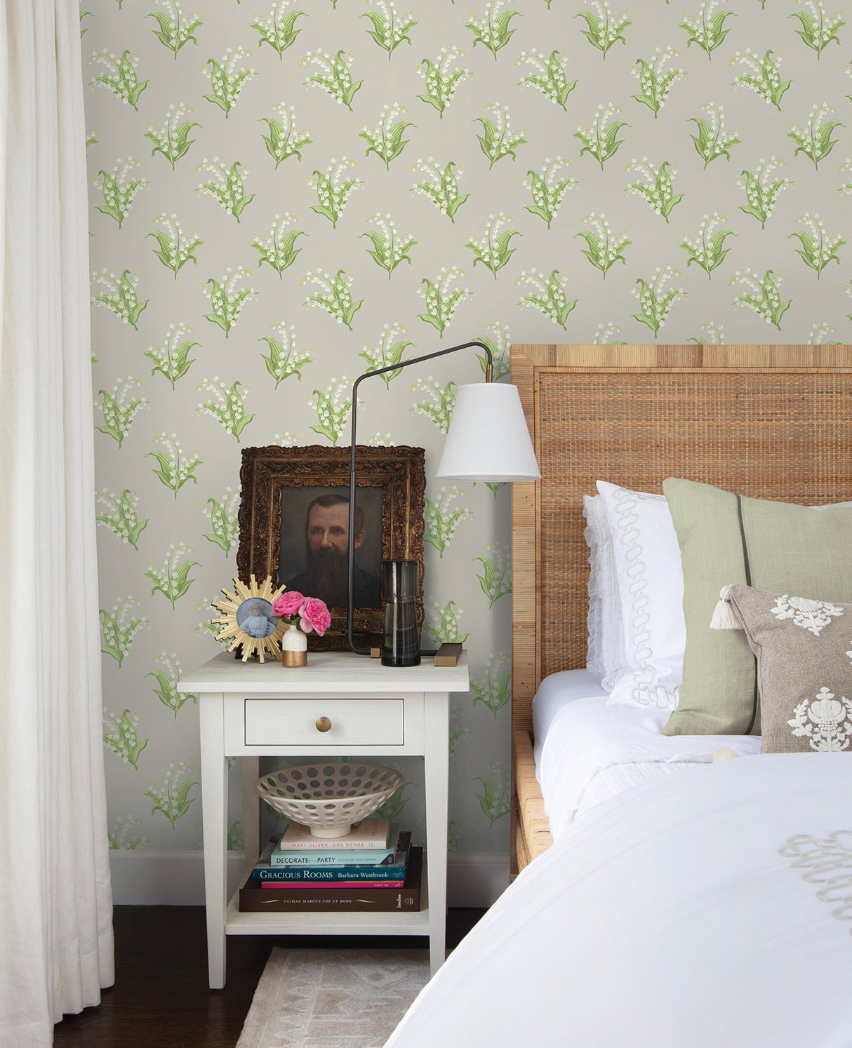 A-Street Prints AST4341 Farmington Stone Lily of the Valley Wallpaper