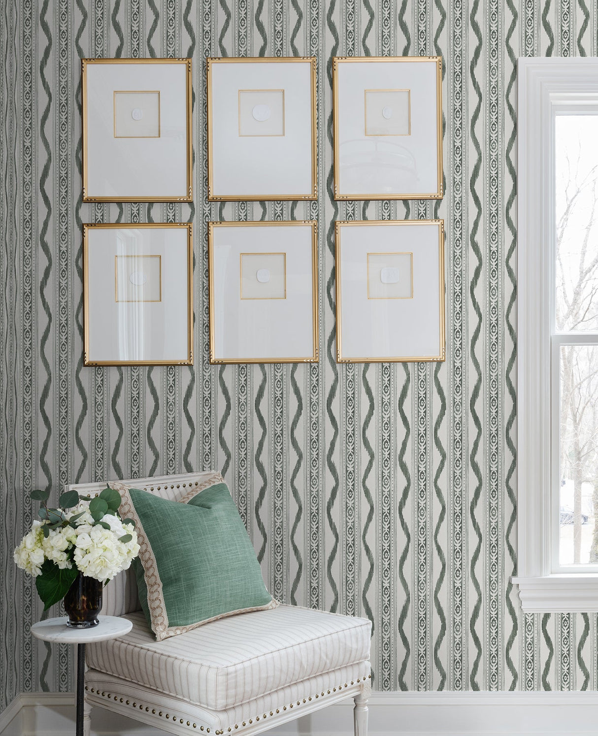 A-Street Prints AST4347 Rhys Green IKAT Stripe Wallpaper