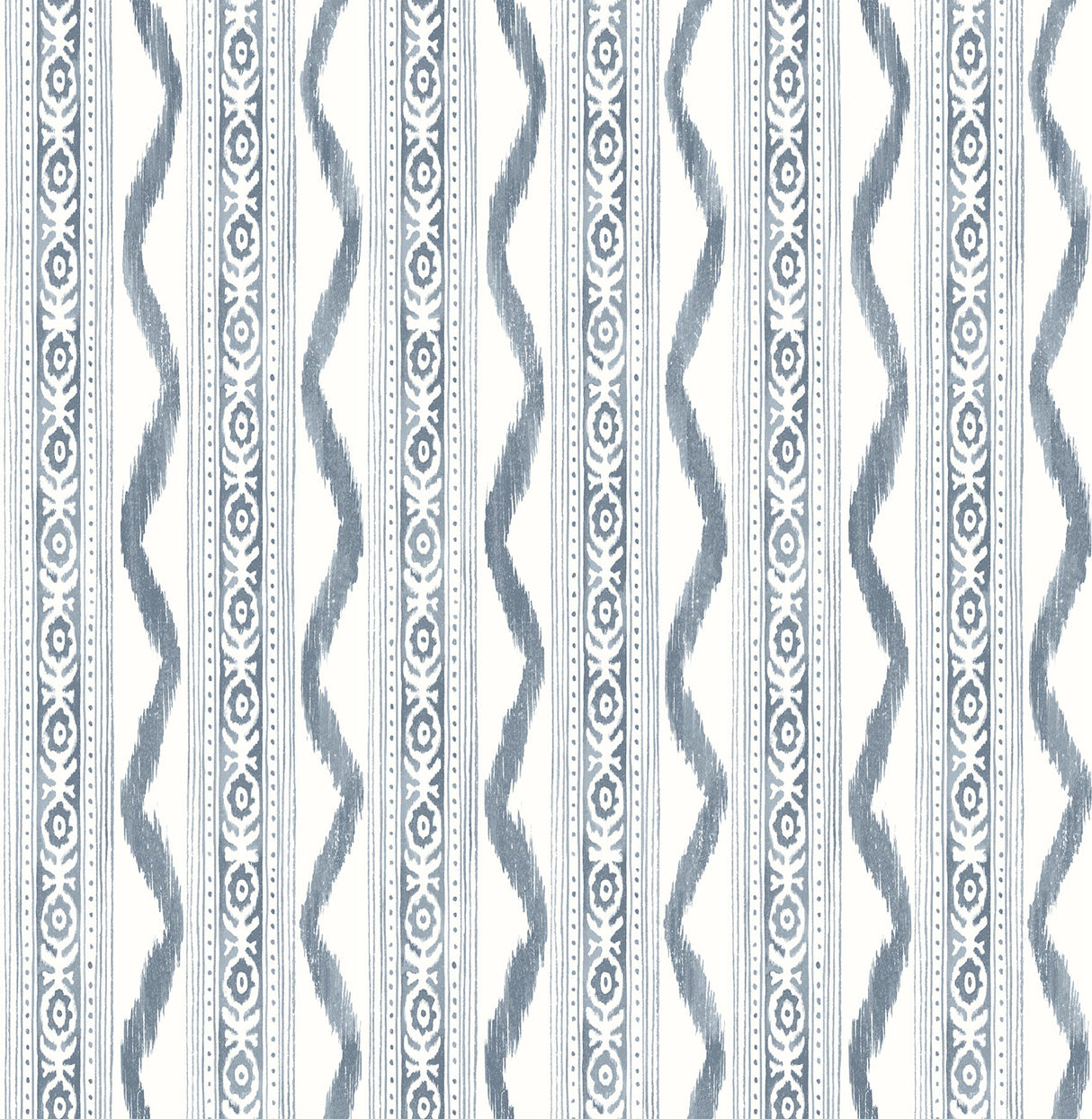 A-Street Prints AST4349 Rhys Blue IKAT Stripe Wallpaper