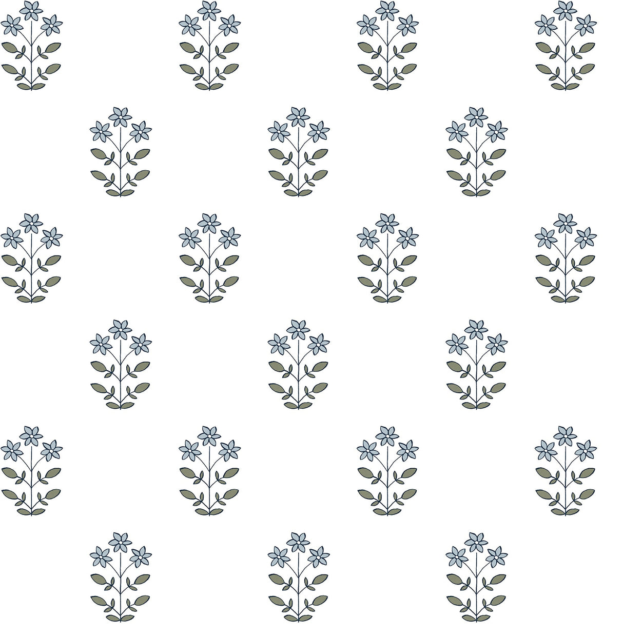 A-Street Prints AST4358 Kit Blue Heather Floral Wallpaper