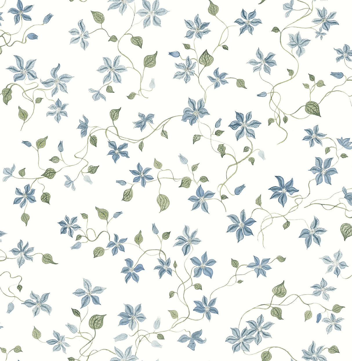 A-Street Prints AST4364 Betsy Blue Heather Floral Trail Wallpaper