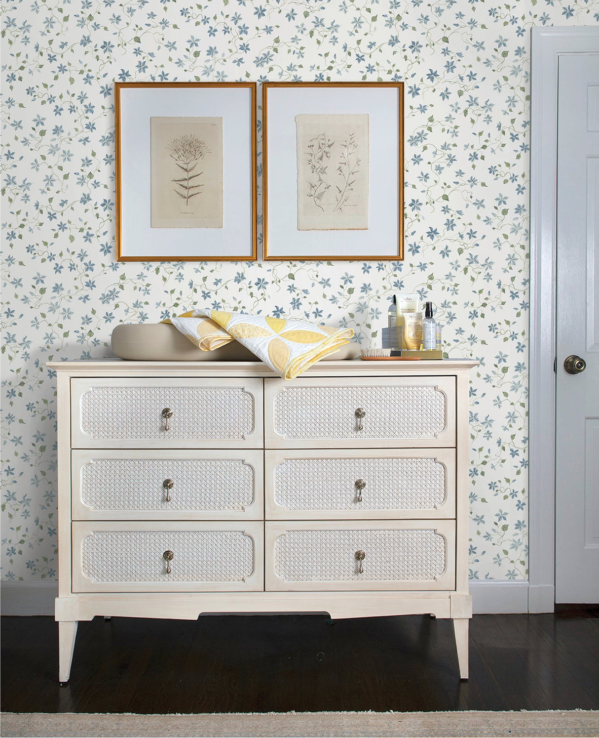 A-Street Prints AST4364 Betsy Blue Heather Floral Trail Wallpaper