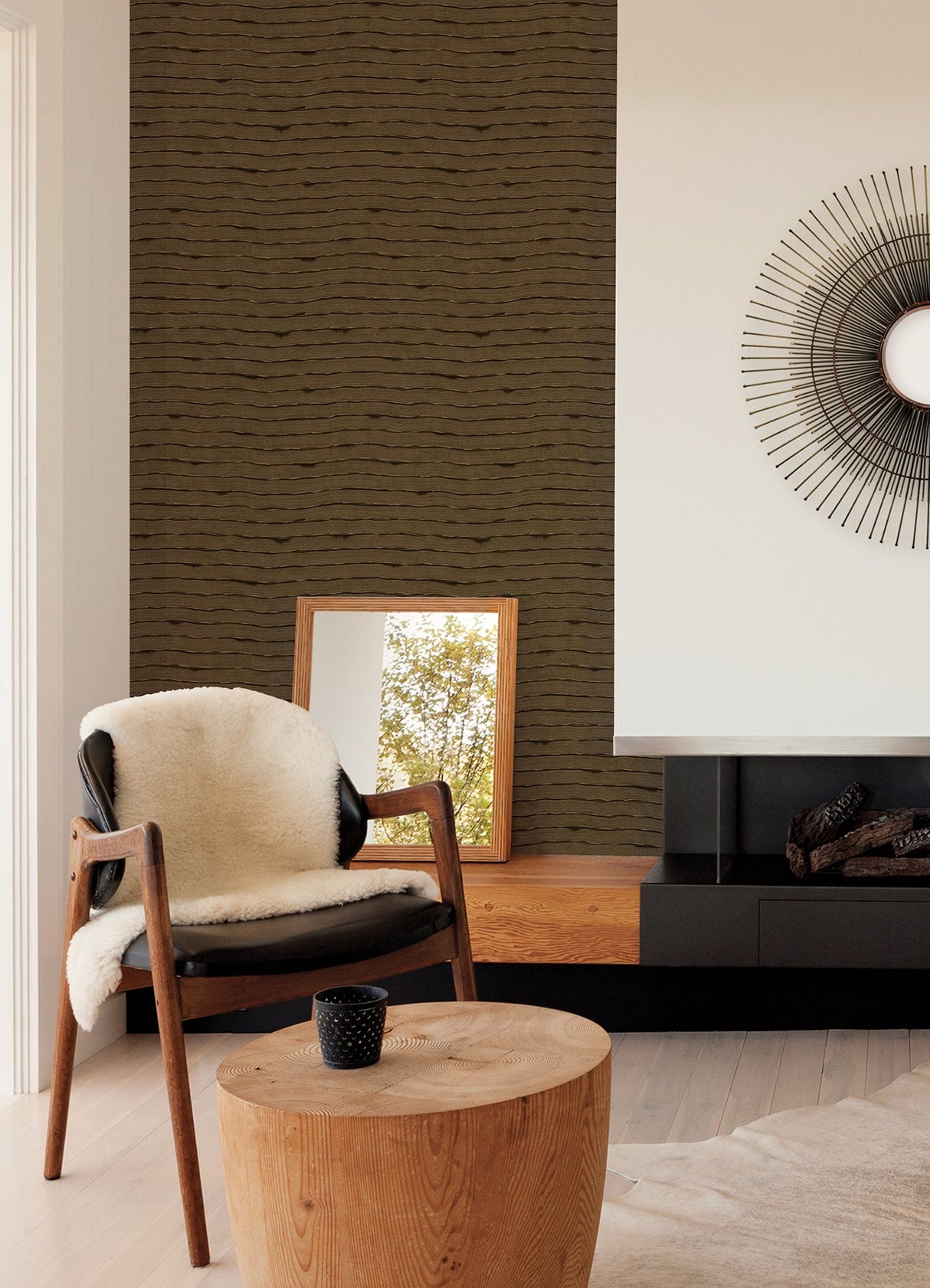 A-Street Prints AST4681 Naia Brown Horizontal Wavy Lines Wallpaper