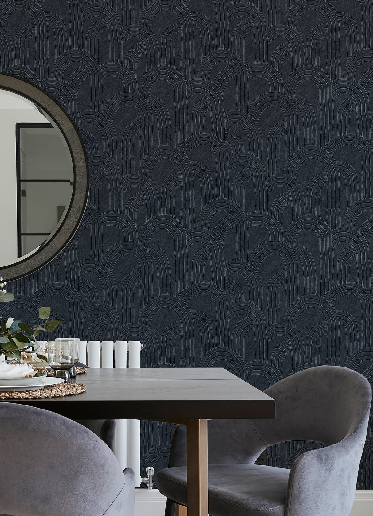 A-Street Prints AST4685 Cabo Indigo Rippled Arches Wallpaper