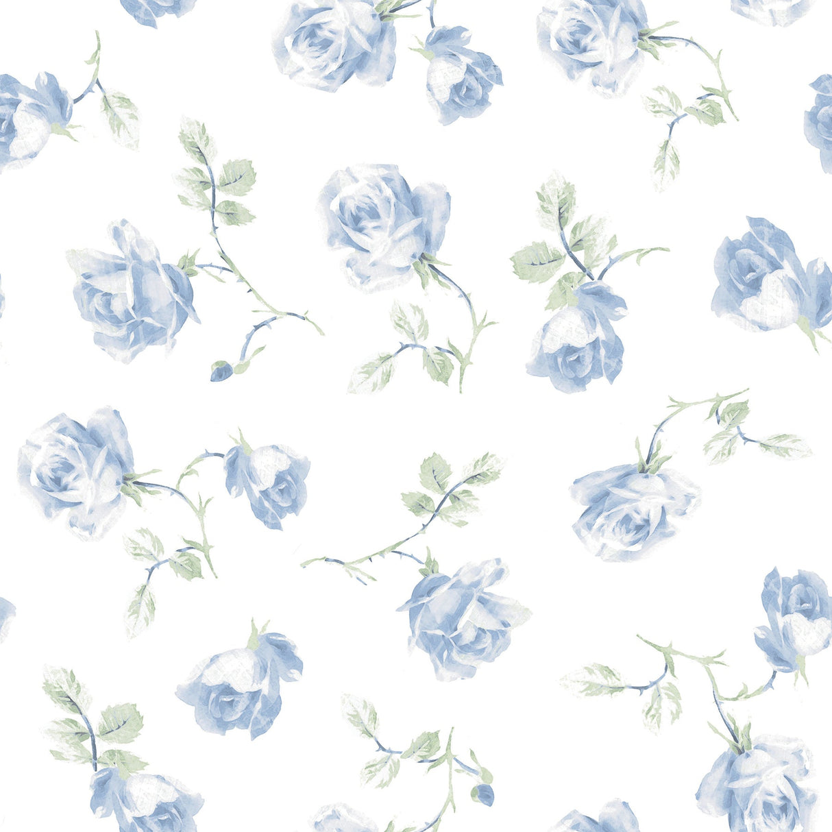A-Street Prints AST6085 Ribbon Rosa French Blue Loose Roses Wallpaper