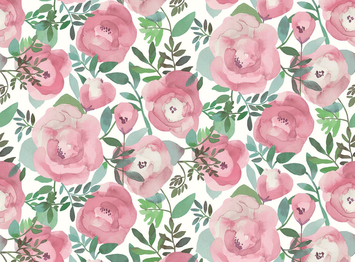 Katie Hunt x A-Street Prints ASTM3905 Blooming Floral Darling Pink Wall Mural