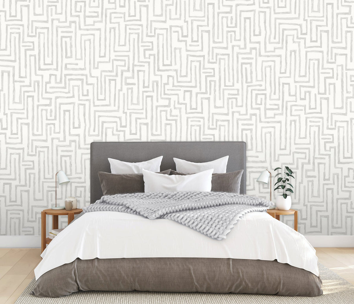 Katie Hunt x A-Street Prints ASTM3912 Maze Dove Grey Wall Mural