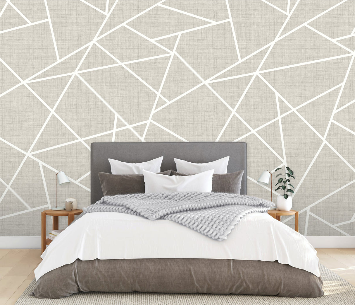 Katie Hunt x A-Street Prints ASTM3915 Modern Lines White on Dove Grey Wall Mural