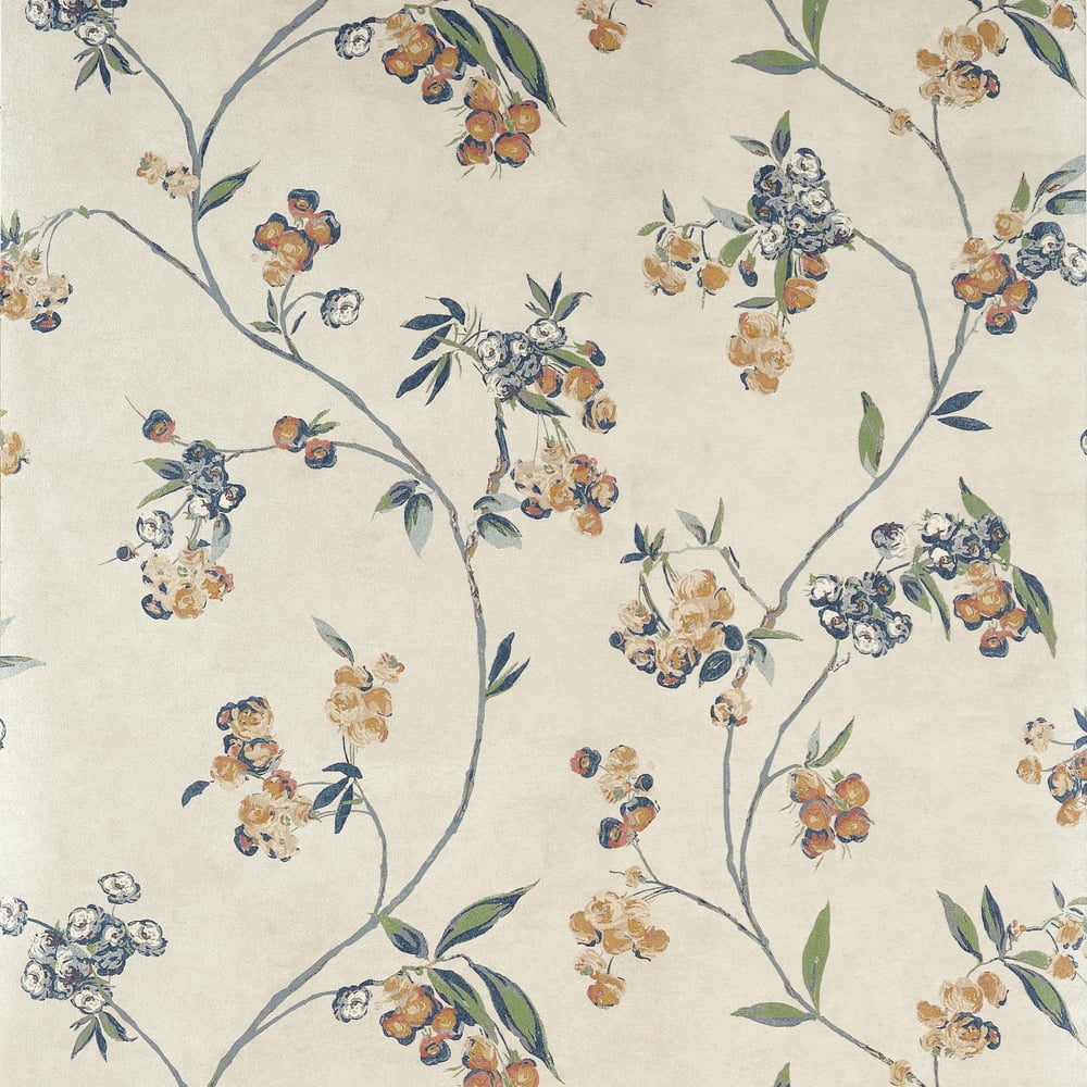 Anna French AT16152 Apricot and Slate on Pearl Wallpaper - B