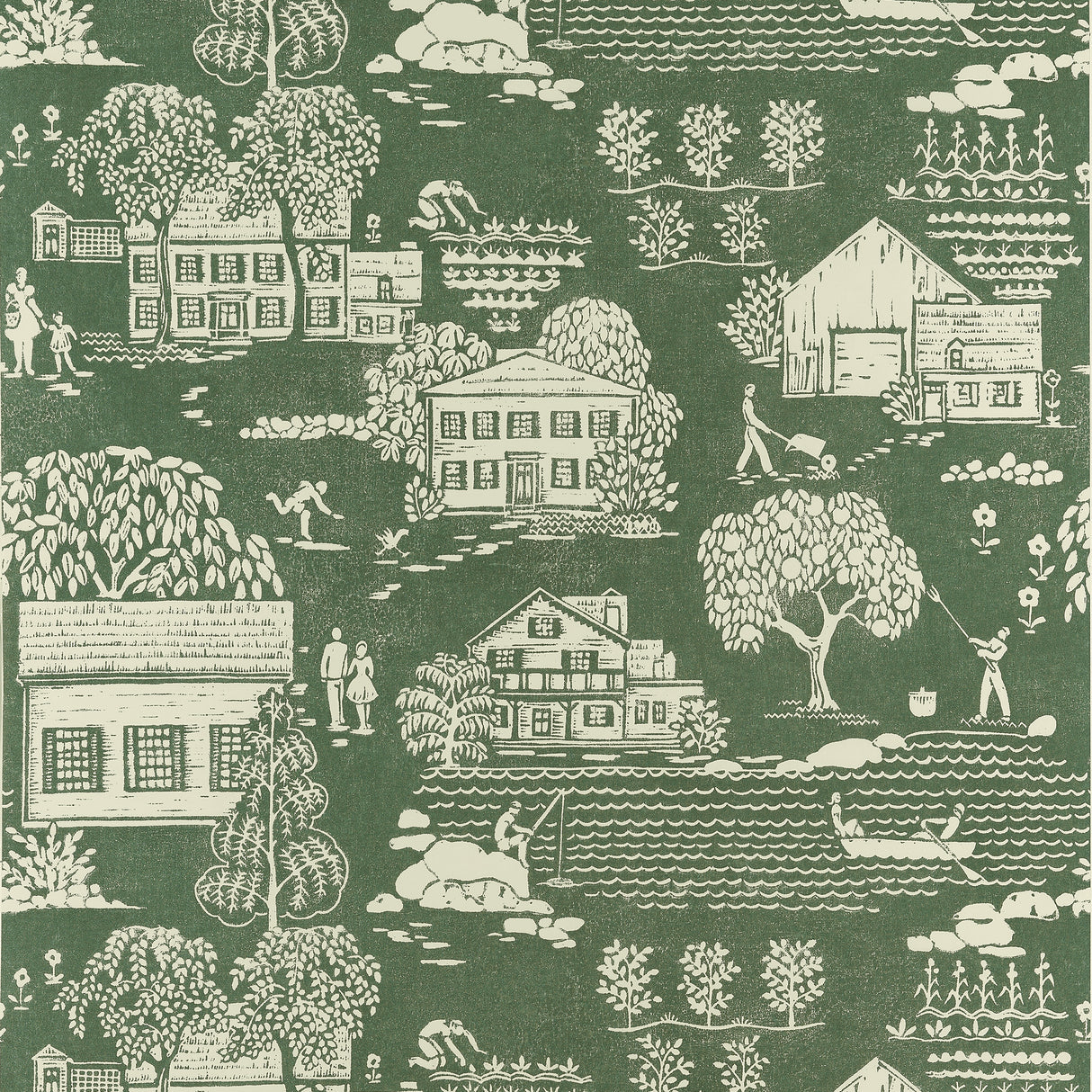 Anna French AT16164 FARMINGDALE Green Wallpaper