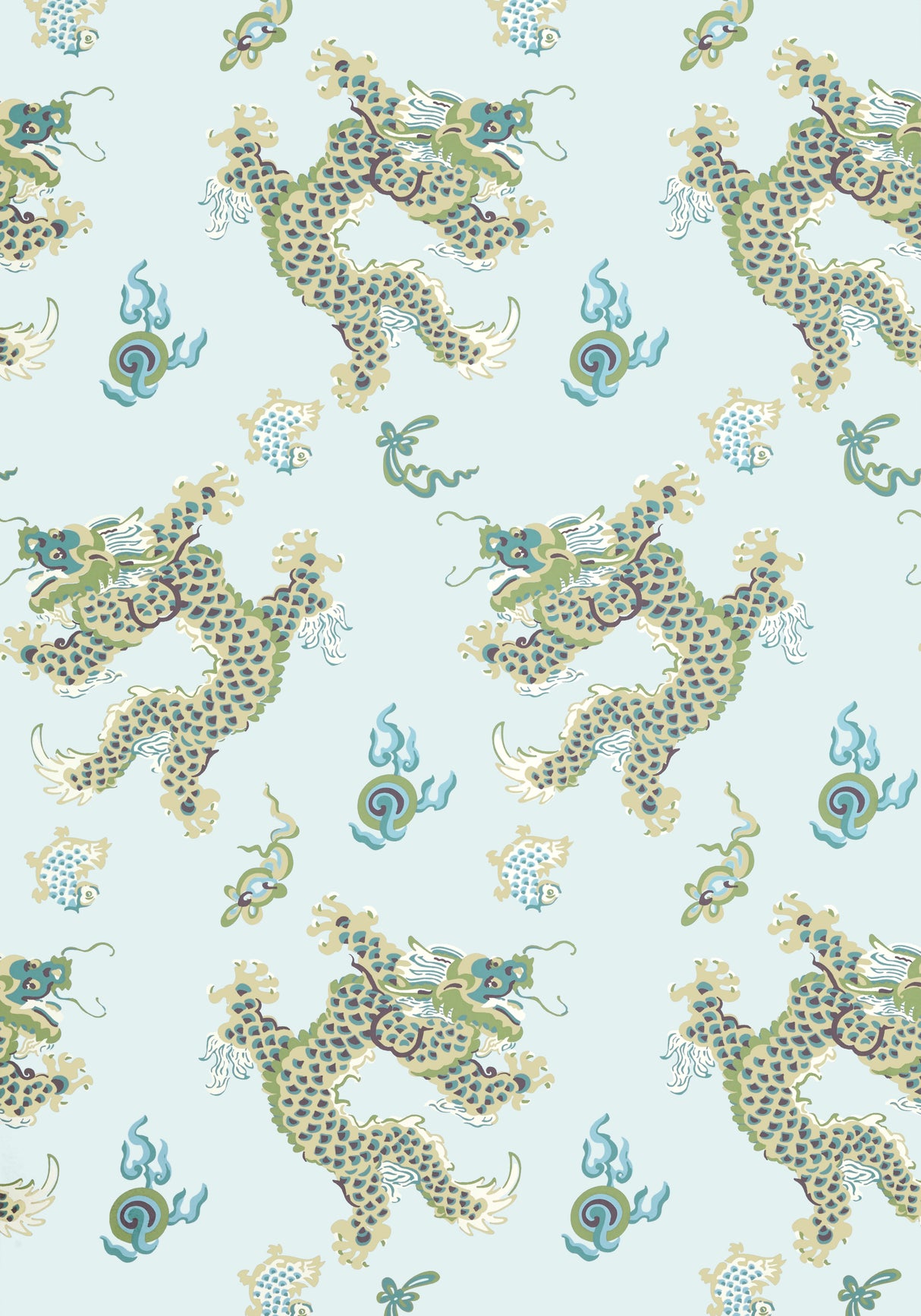Anna French AT23180 DRAGON DANCE Spa Blue Wallpaper