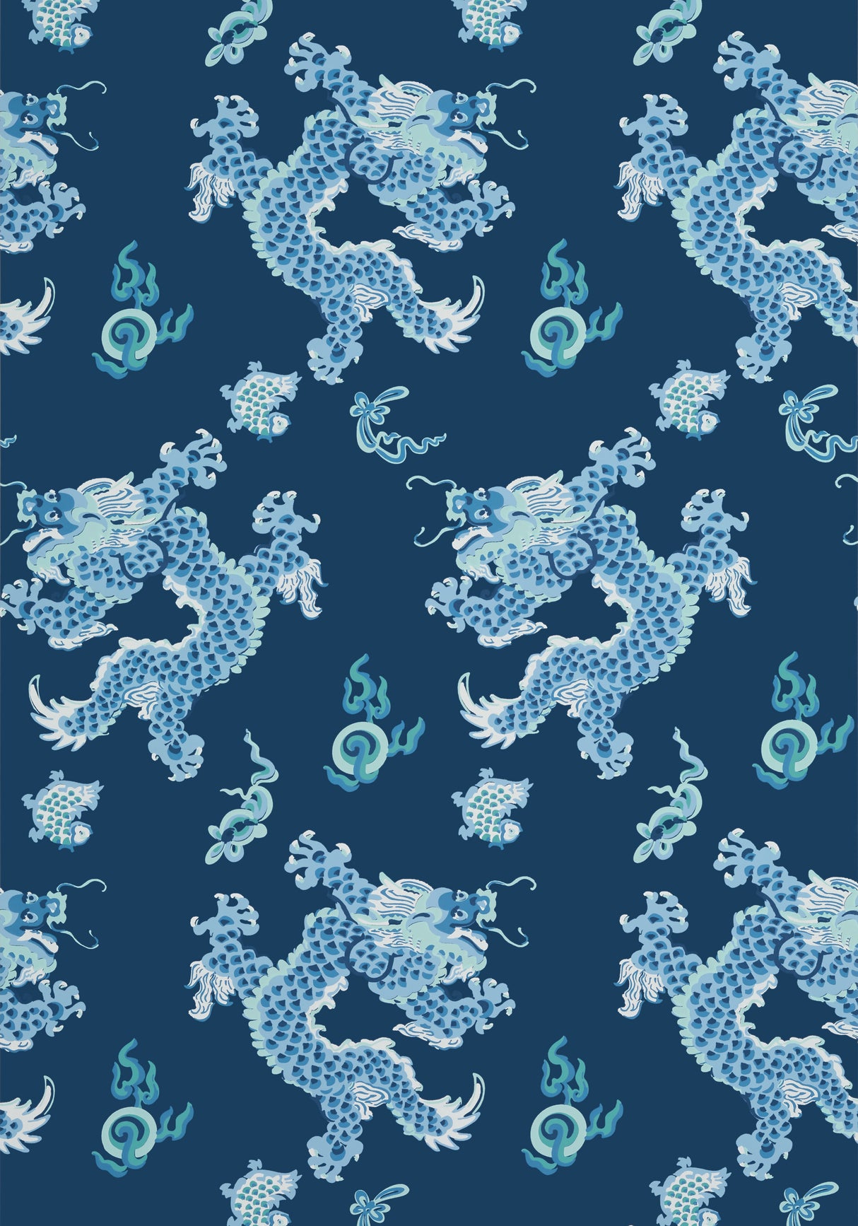 Anna French AT23181 DRAGON DANCE Navy Wallpaper