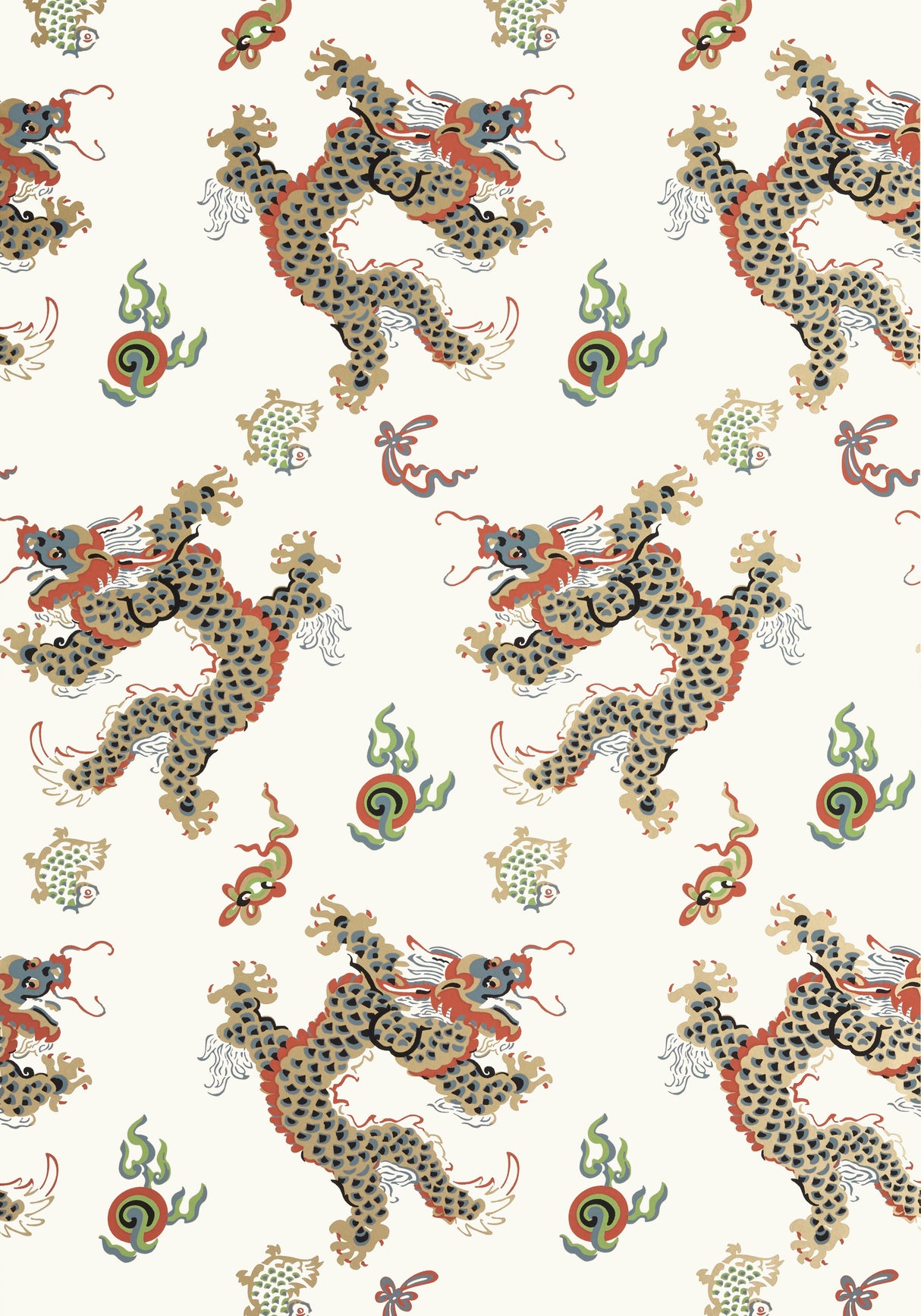 Anna French AT23183 DRAGON DANCE Metallic Gold on Neutral Wallpaper