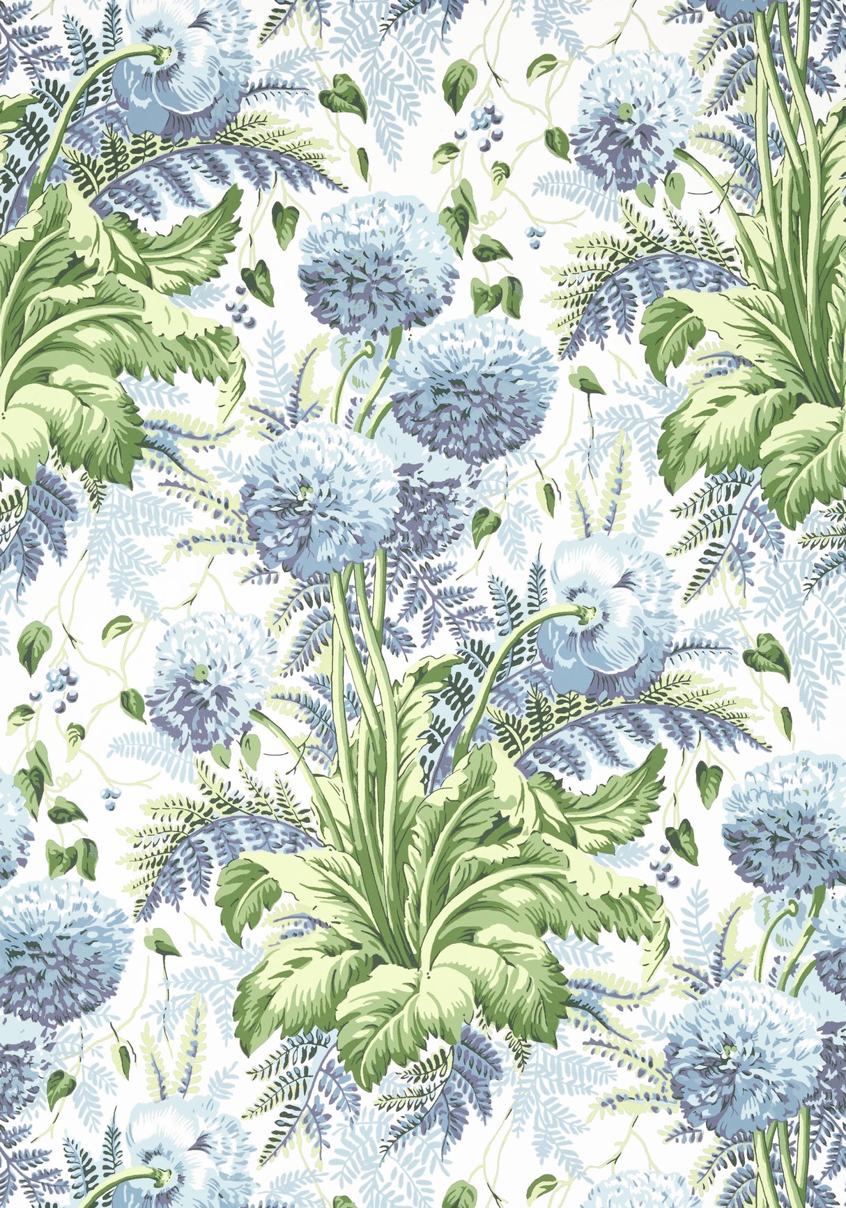 Anna French AT24535 DAHLIA Sky on White Wallpaper