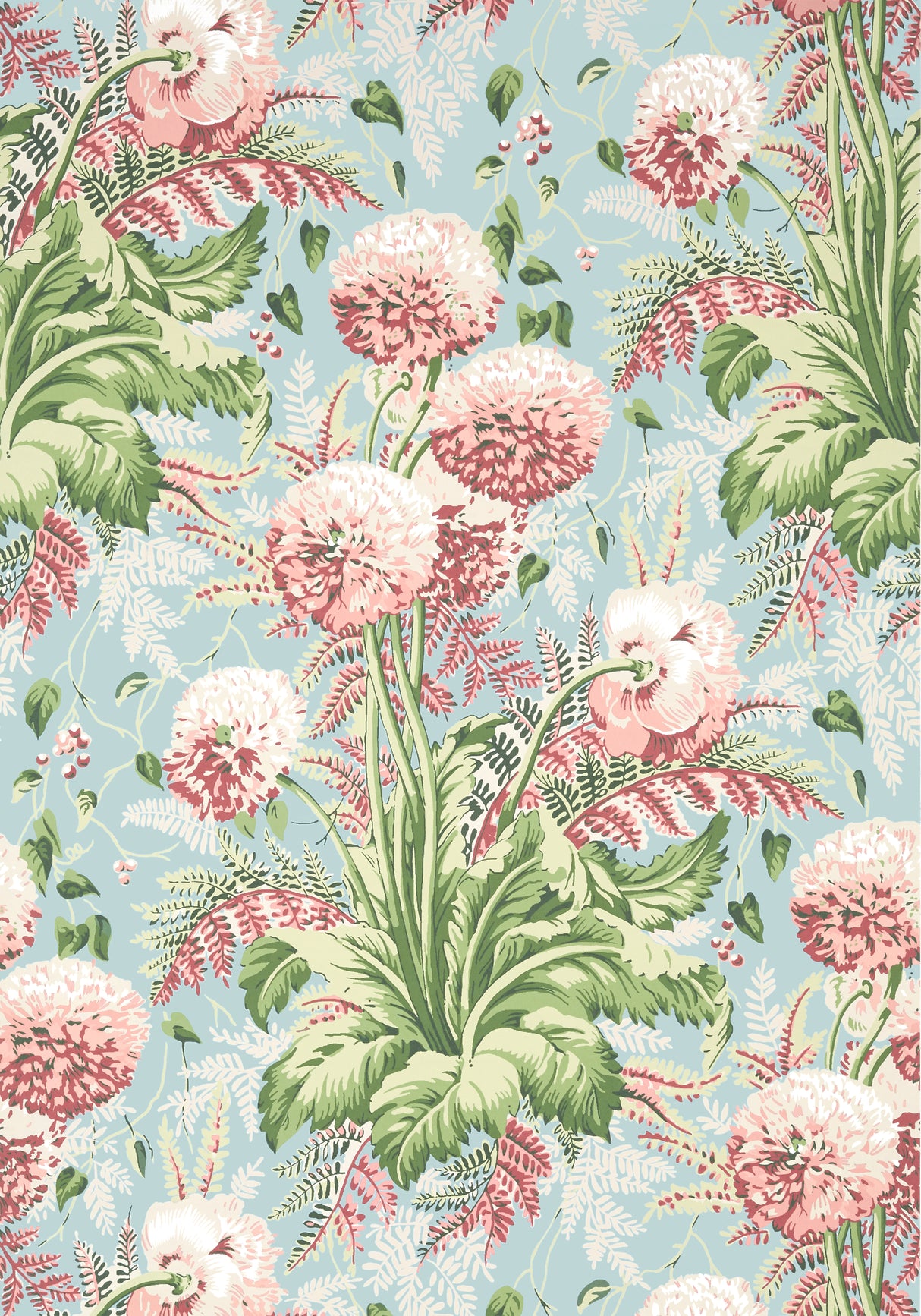 Anna French AT24537 DAHLIA Coral on Robin's Egg Wallpaper