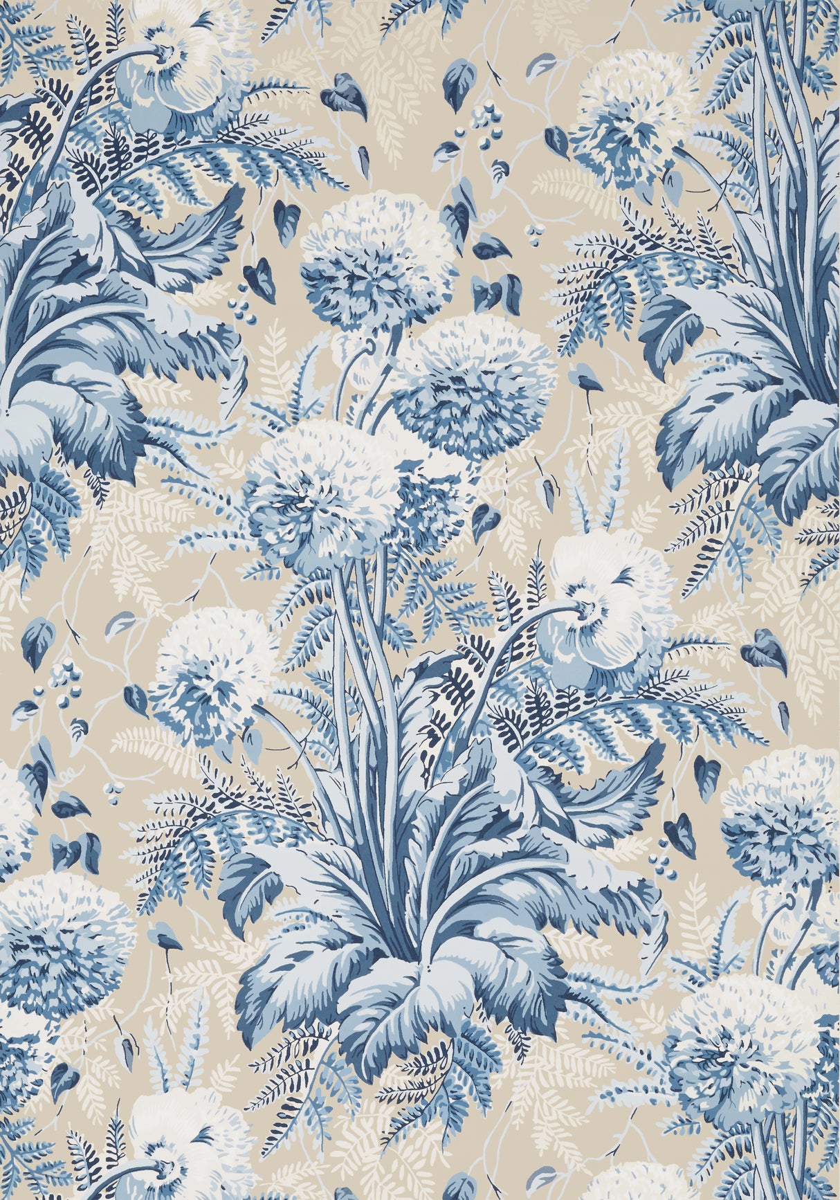 Anna French AT24540 DAHLIA Navy on Linen Wallpaper