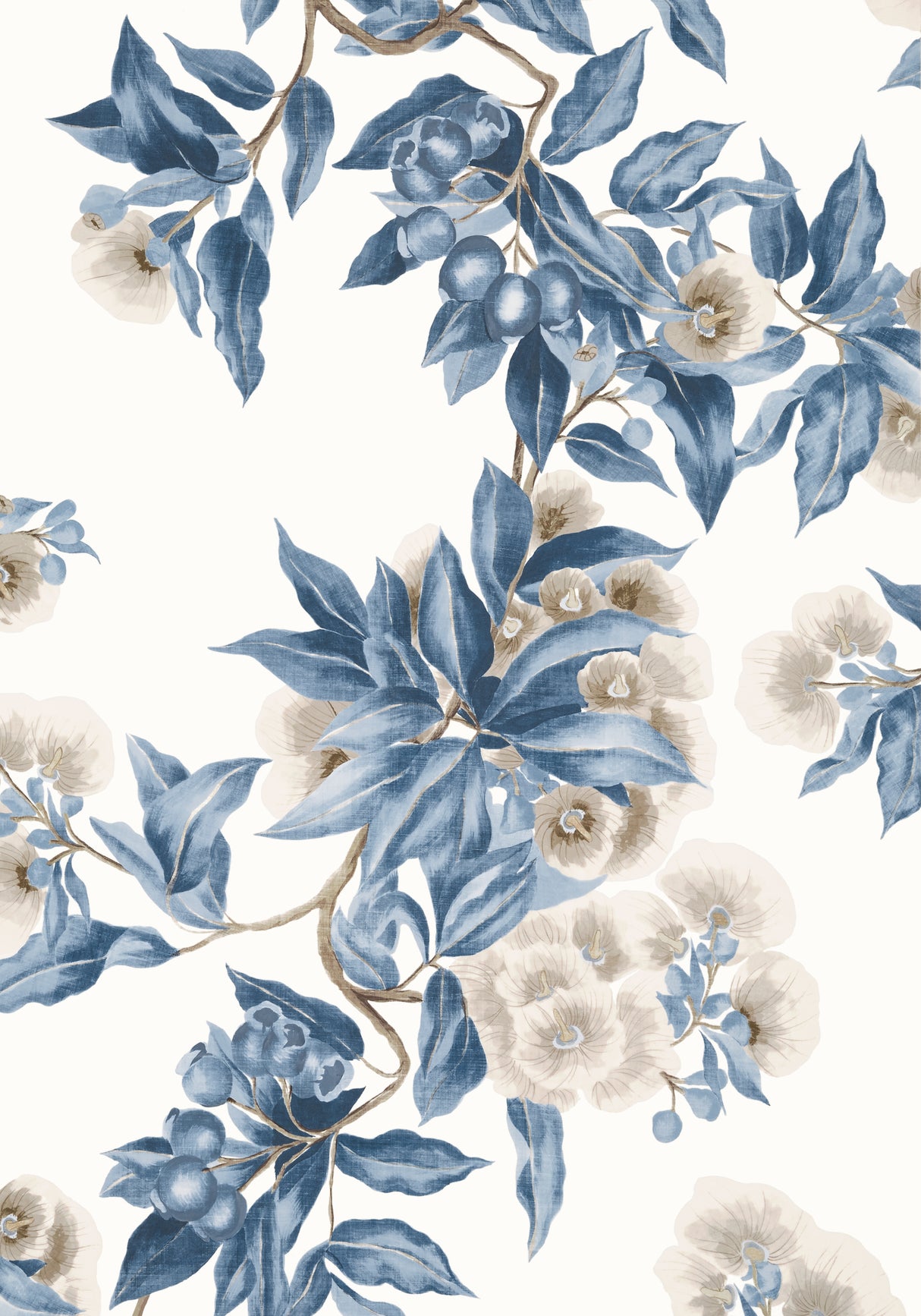 Anna French AT24553 CAMELLIA GARDEN Navy and Linen Wallpaper