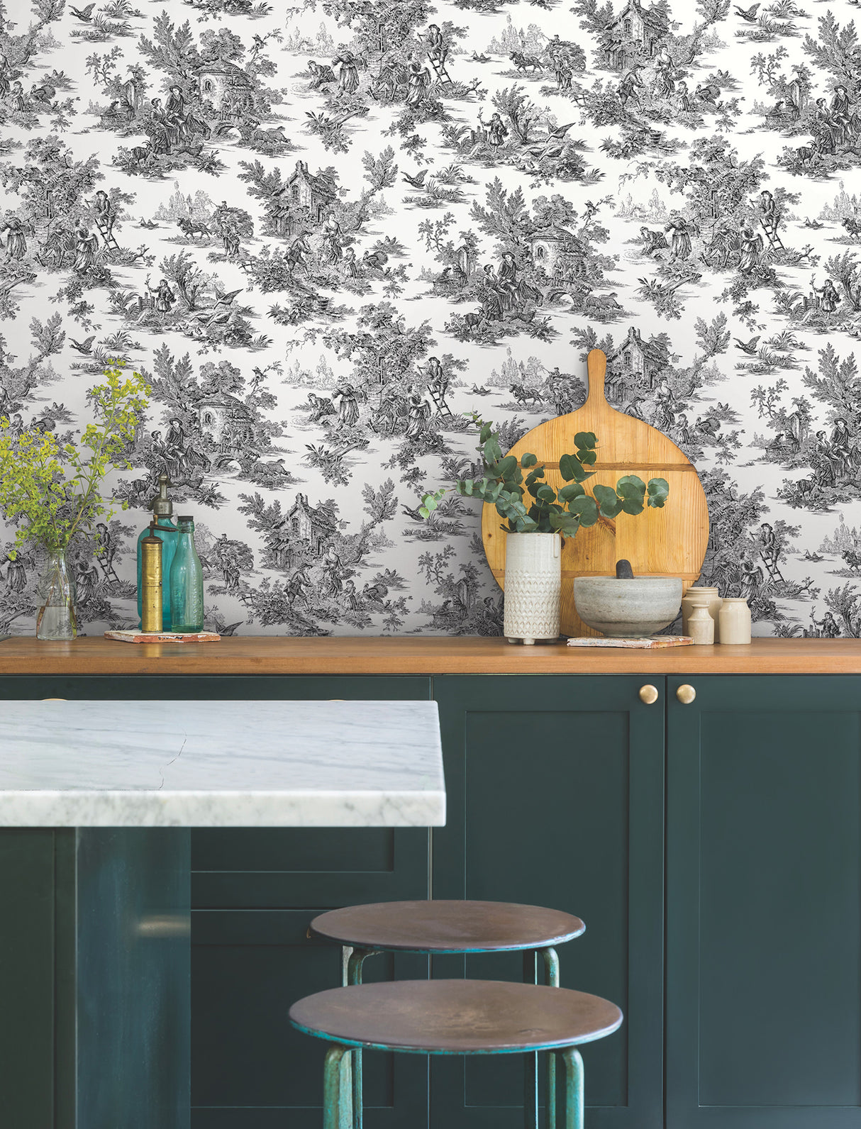 York AT4228 Campagne Toile Black & White Wallpaper