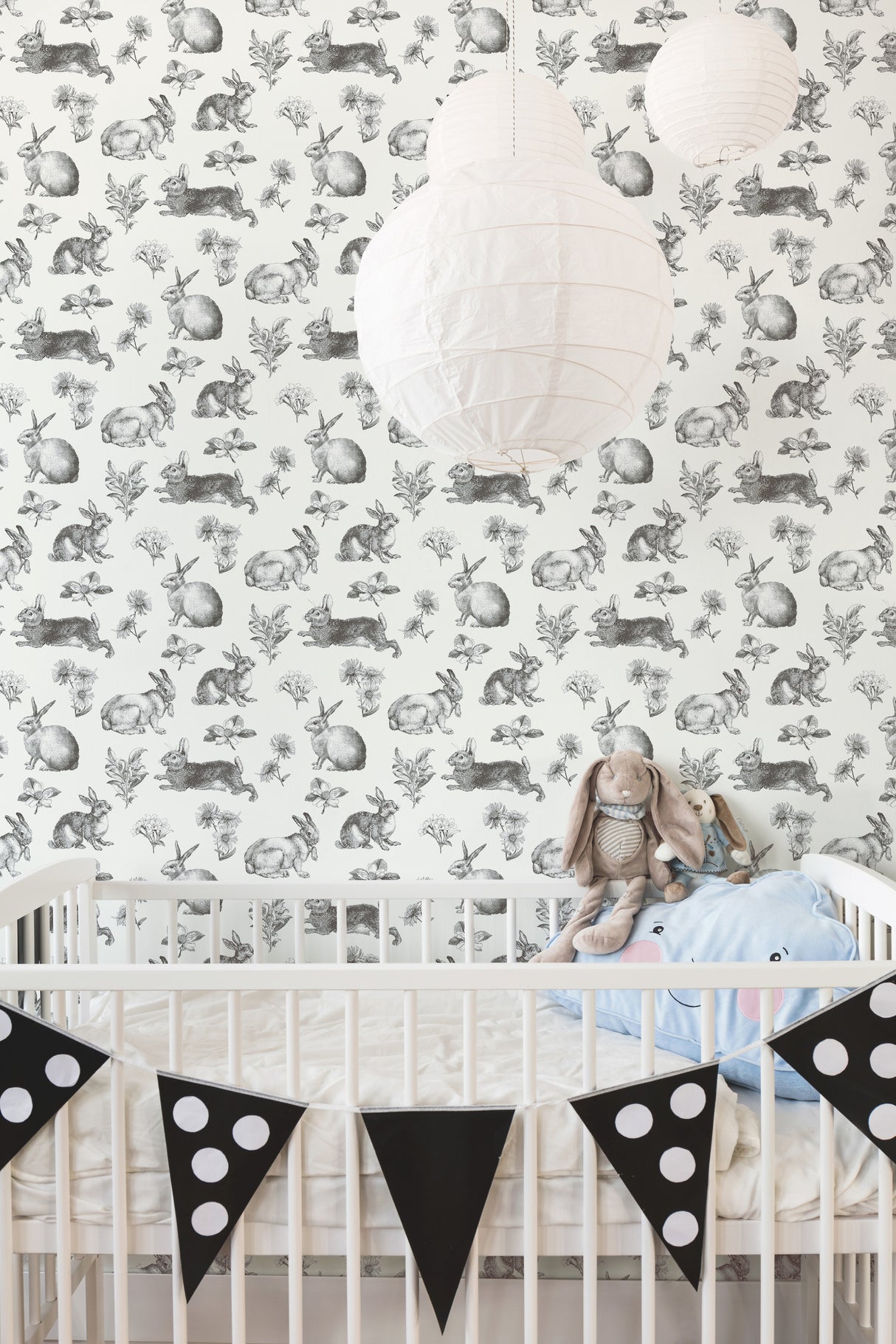 York AT4263 Bunny Toile Black & White Wallpaper