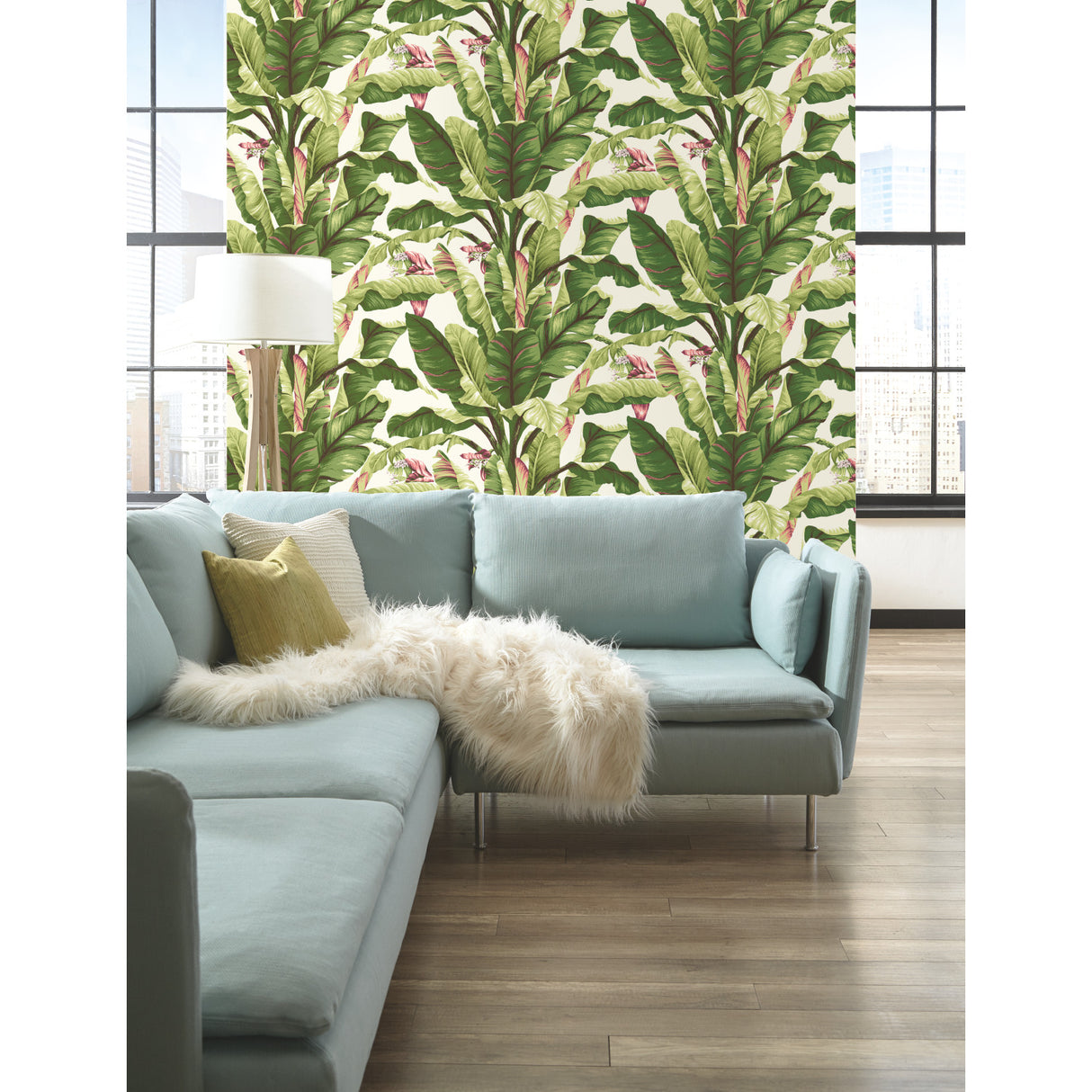 York AT7067 Banana Leaf Dark Brown & Pink Wallpaper