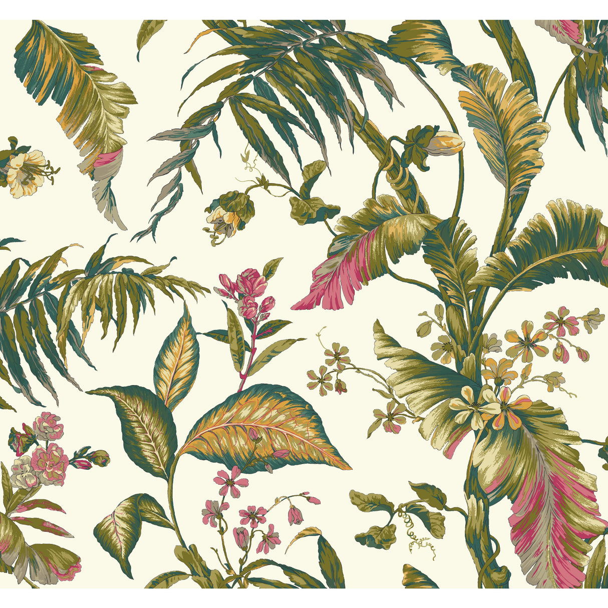 York AT7092 Fiji Garden White & Teal Wallpaper