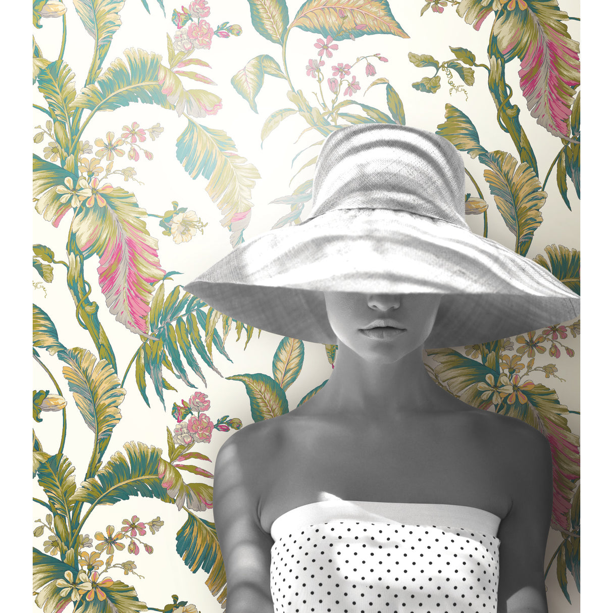 York AT7092 Fiji Garden White & Teal Wallpaper