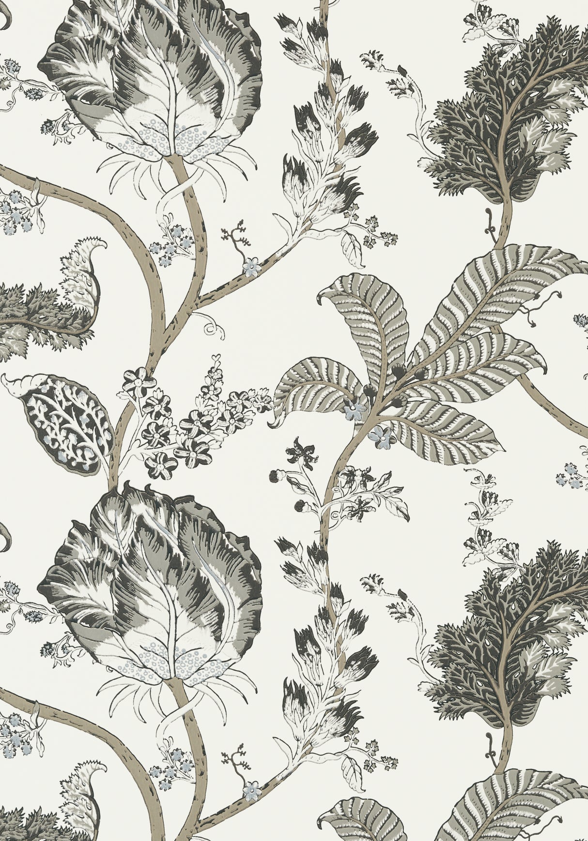 Anna French AT78739 KALAMKARI VINE Black and White Wallpaper