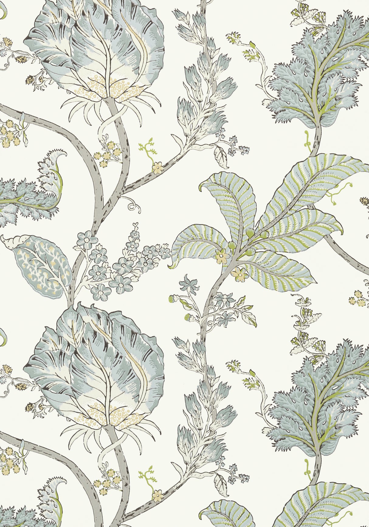 Anna French AT78740 KALAMKARI VINE Yellow and Aqua Wallpaper