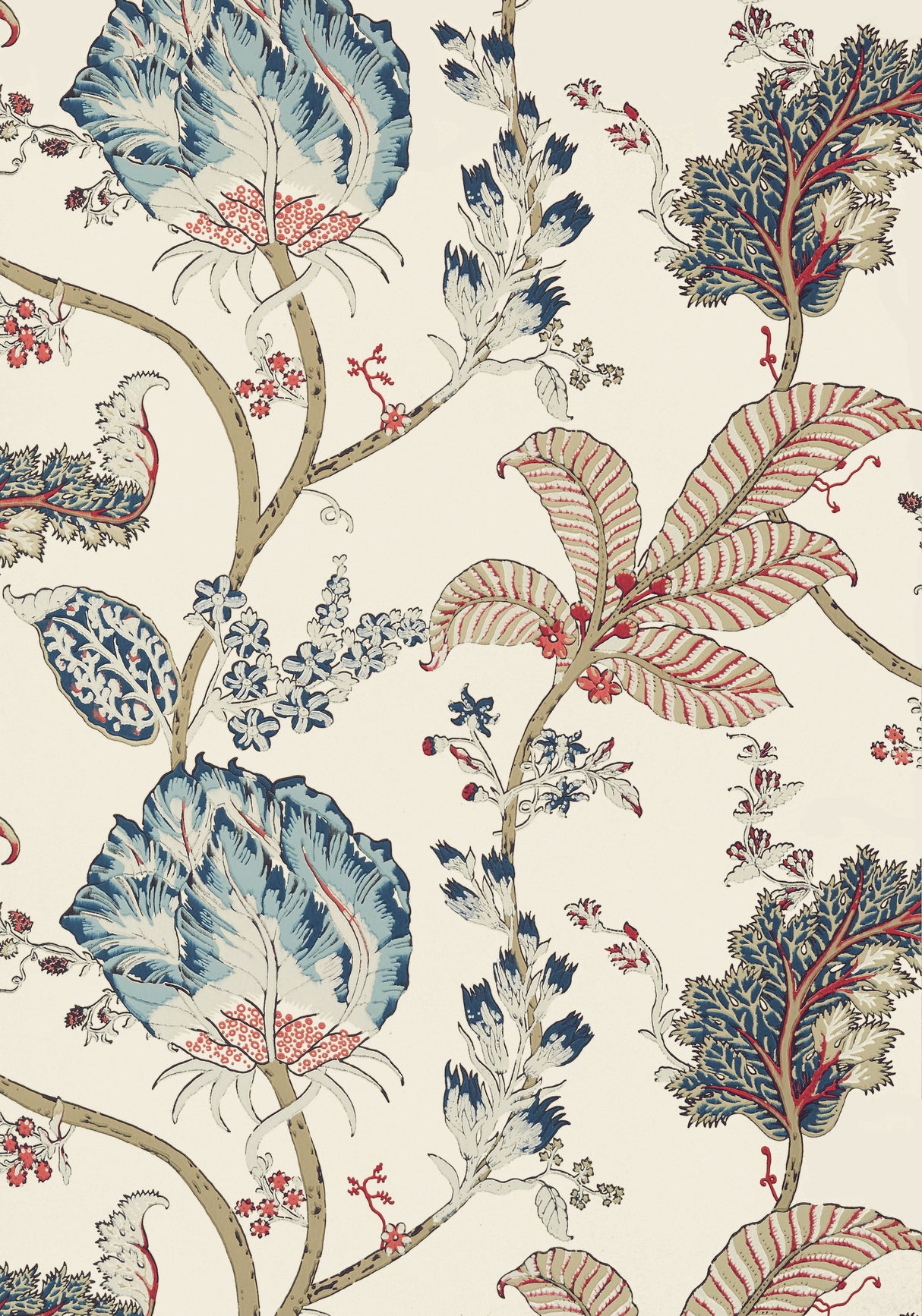 Anna French AT78742 KALAMKARI VINE Blue and Red Wallpaper