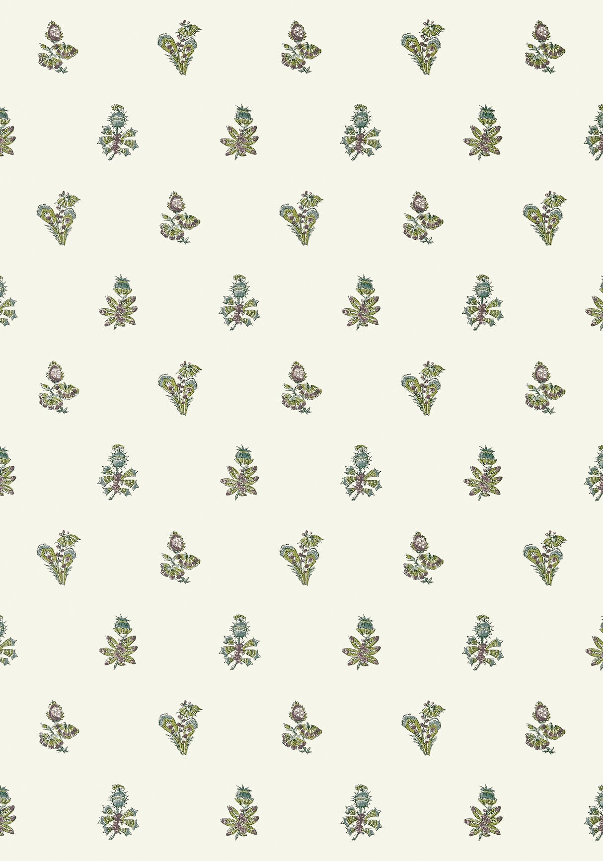 Anna French AT78757 JOUY Eggplant and Green Wallpaper