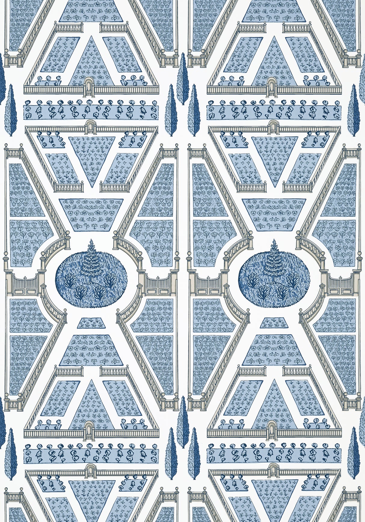 Anna French AT9600 AERIAL GARDEN Blue Wallpaper