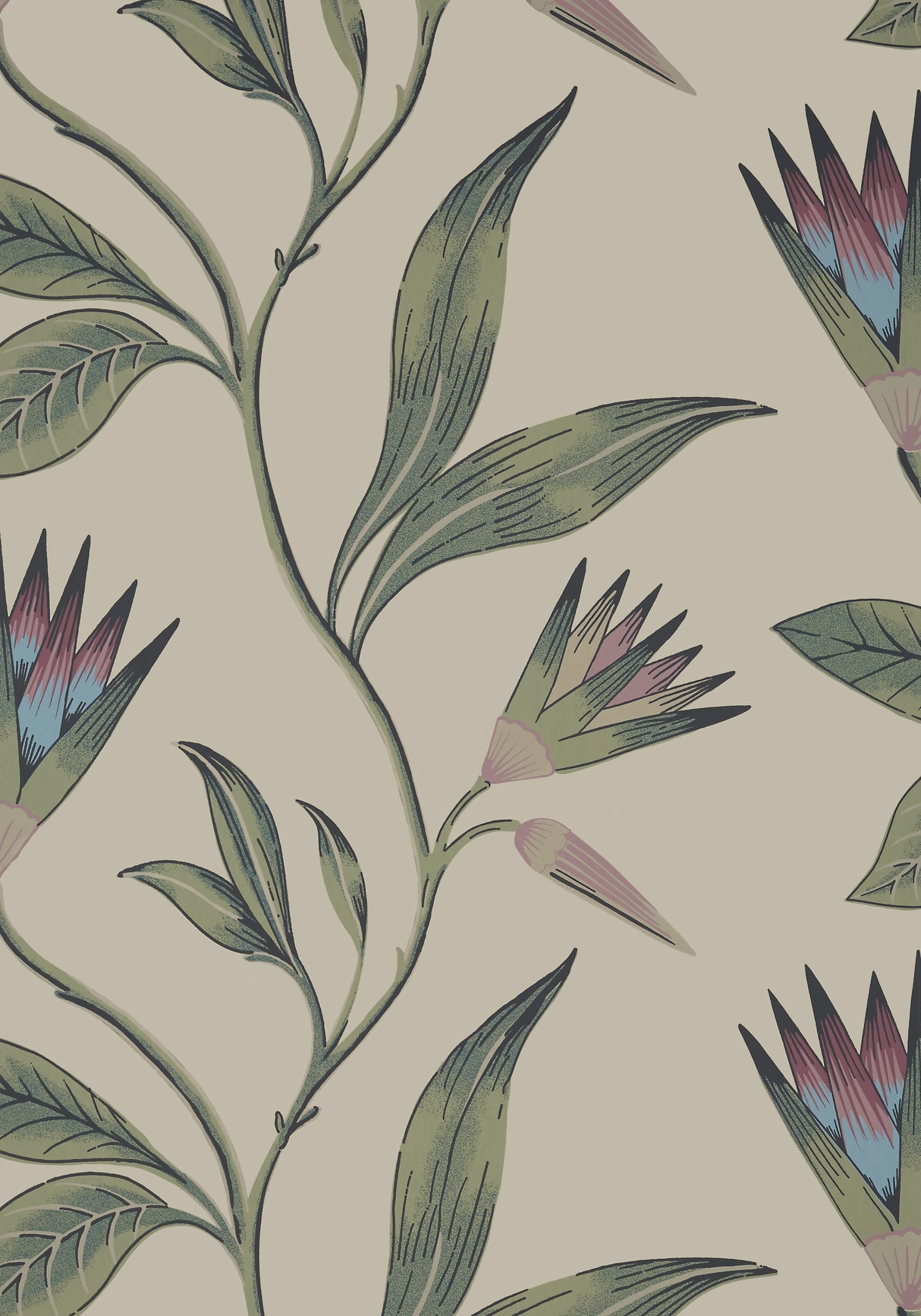 Anna French AT9617 CLEO VINE Plum and Blue Wallpaper