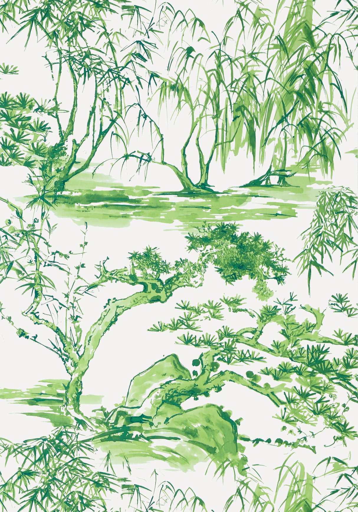 Anna French AT9828 KYOTO Emerald Green Wallpaper