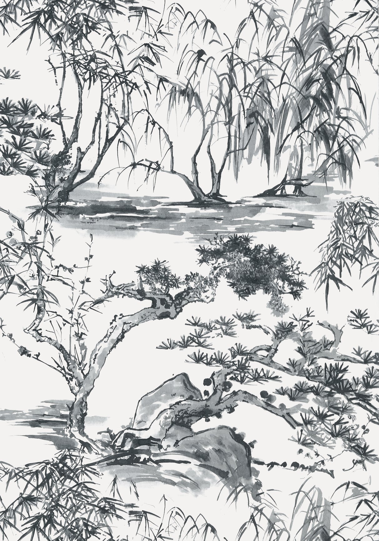 Anna French AT9829 KYOTO Black Wallpaper