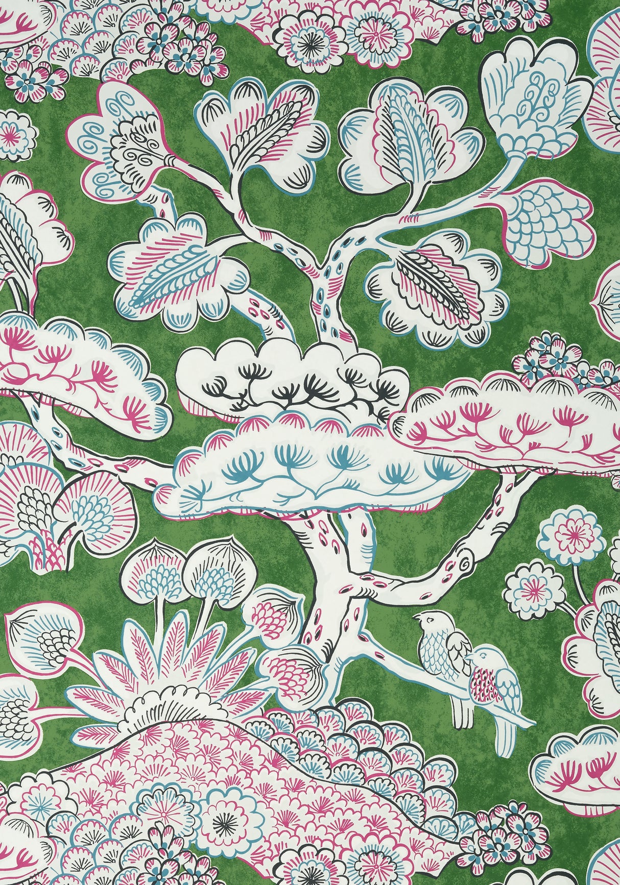 Anna French AT9866 TREE HOUSE Pink and Green Wallpaper