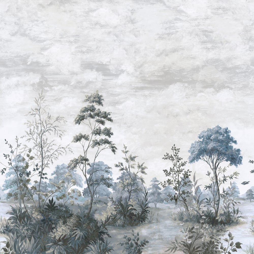 Anna French ATM16152 Spa Blue on Pearl Mural - BELVEDERE