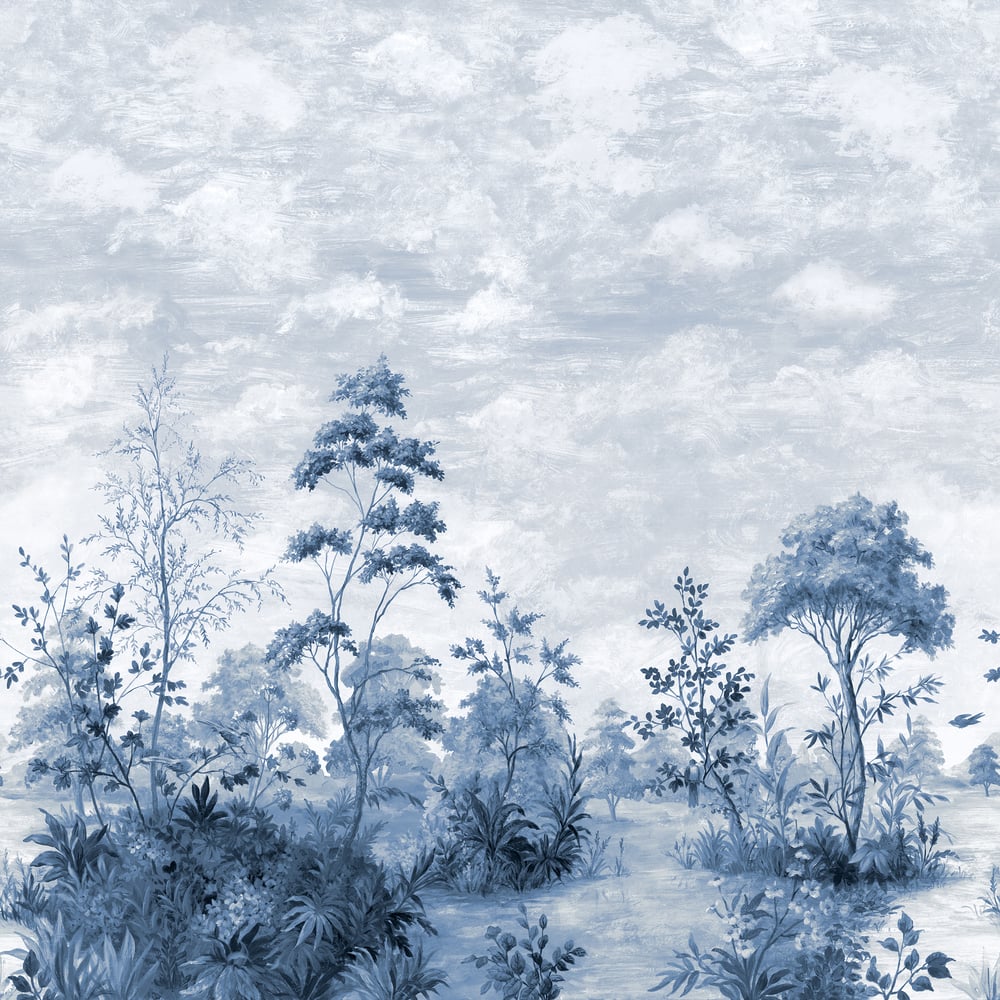 Anna French ATM16155 Blue and White on Pearl Mural - BELVEDE