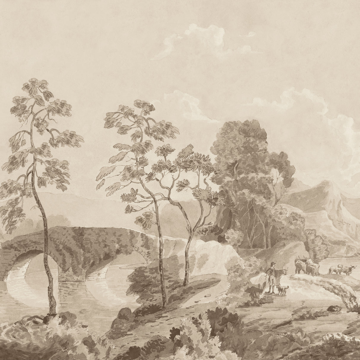 Anna French ATM24572 SAVERY MURAL Sepia