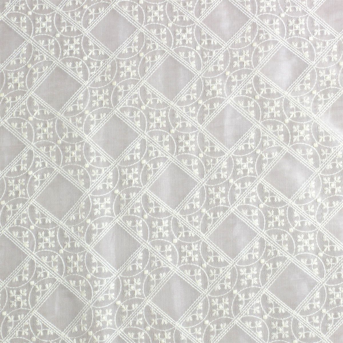 Scalamandre AU 00032580 IVORY BRODERIES VILLERS SHEER Fabric - Eade's Wallpaper