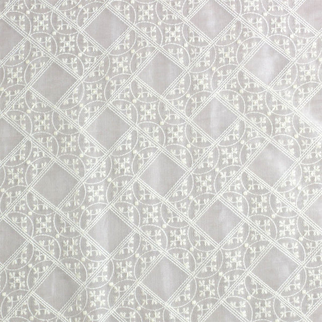 Scalamandre AU 00032580 IVORY BRODERIES VILLERS SHEER Fabric - Eade's Wallpaper
